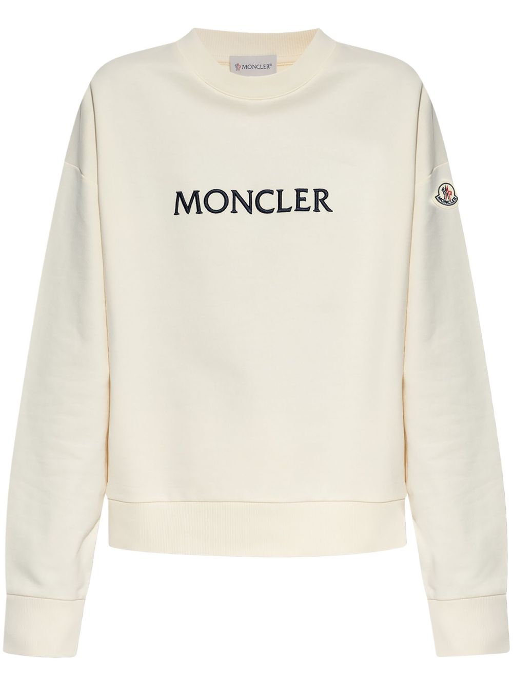 Moncler logo-embroidered cotton sweatshirt - Neutrals