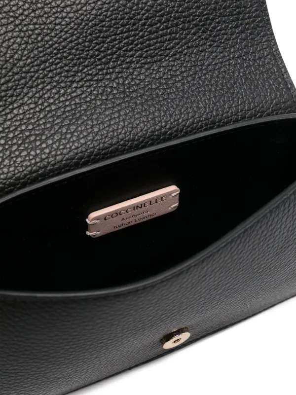 Coccinelle C-Me Hi-Tech Borsa A Tracolla Nera - Pelle Di Mucca - 21,5x12x4,5 Cm