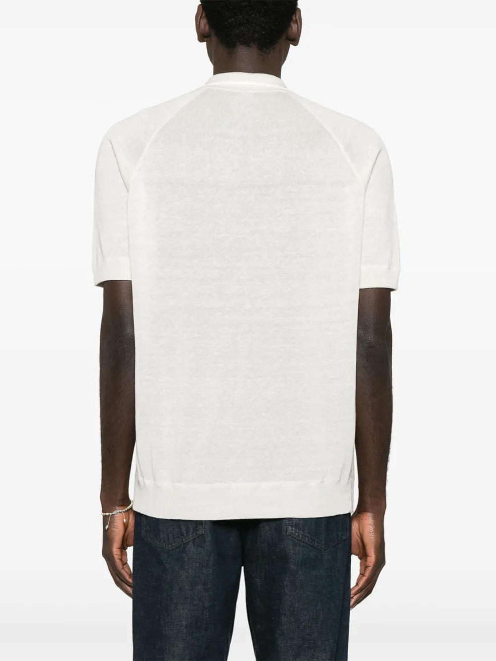 Shop Eleventy Knitted Polo Shirt In Neutrals