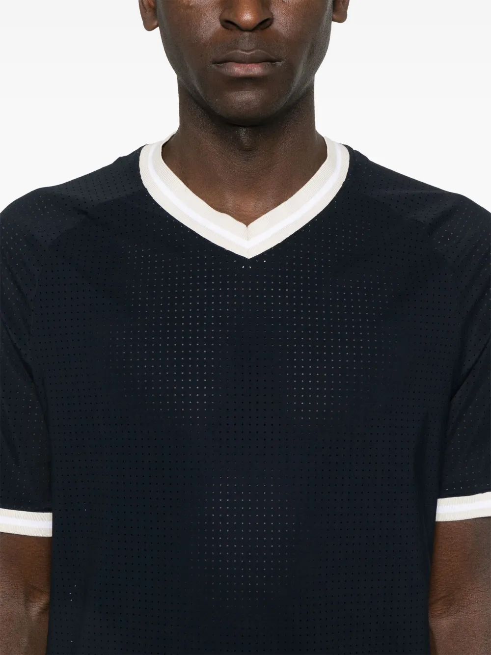 Eleventy Jersey top met V-hals Blauw
