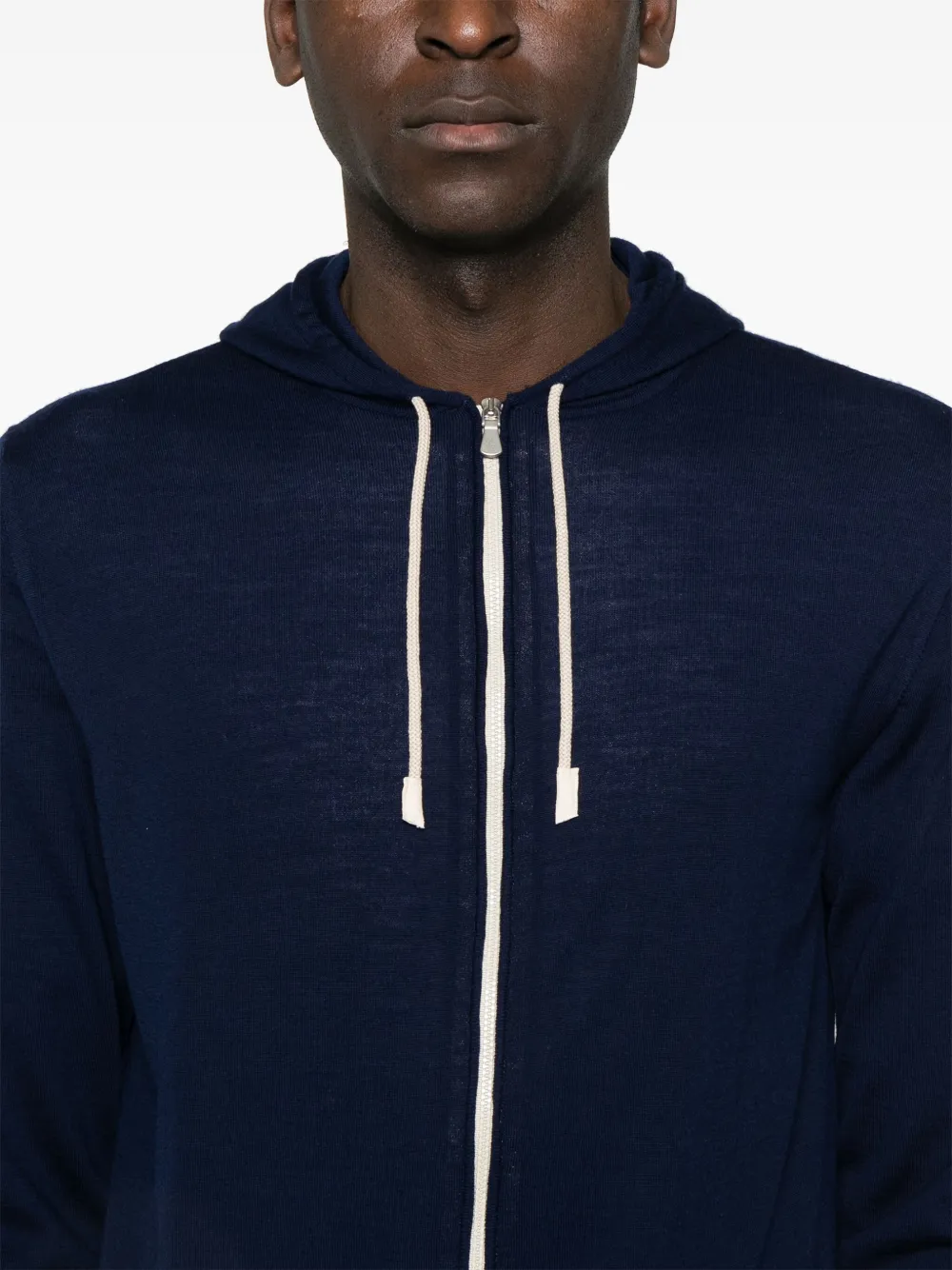 Shop Eleventy Wool Hoodie In Blue