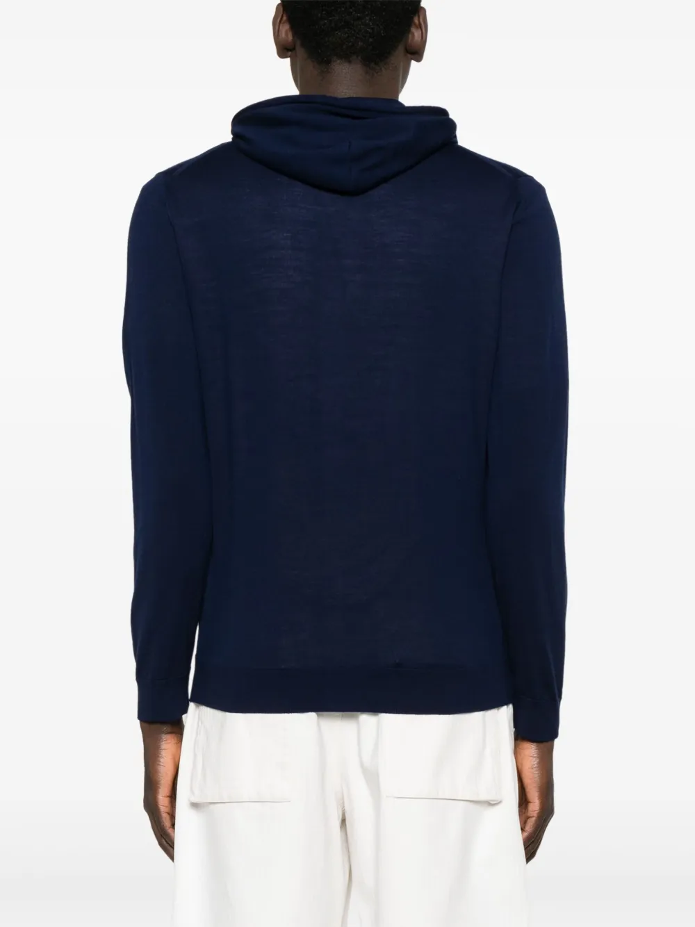 Shop Eleventy Wool Hoodie In Blue