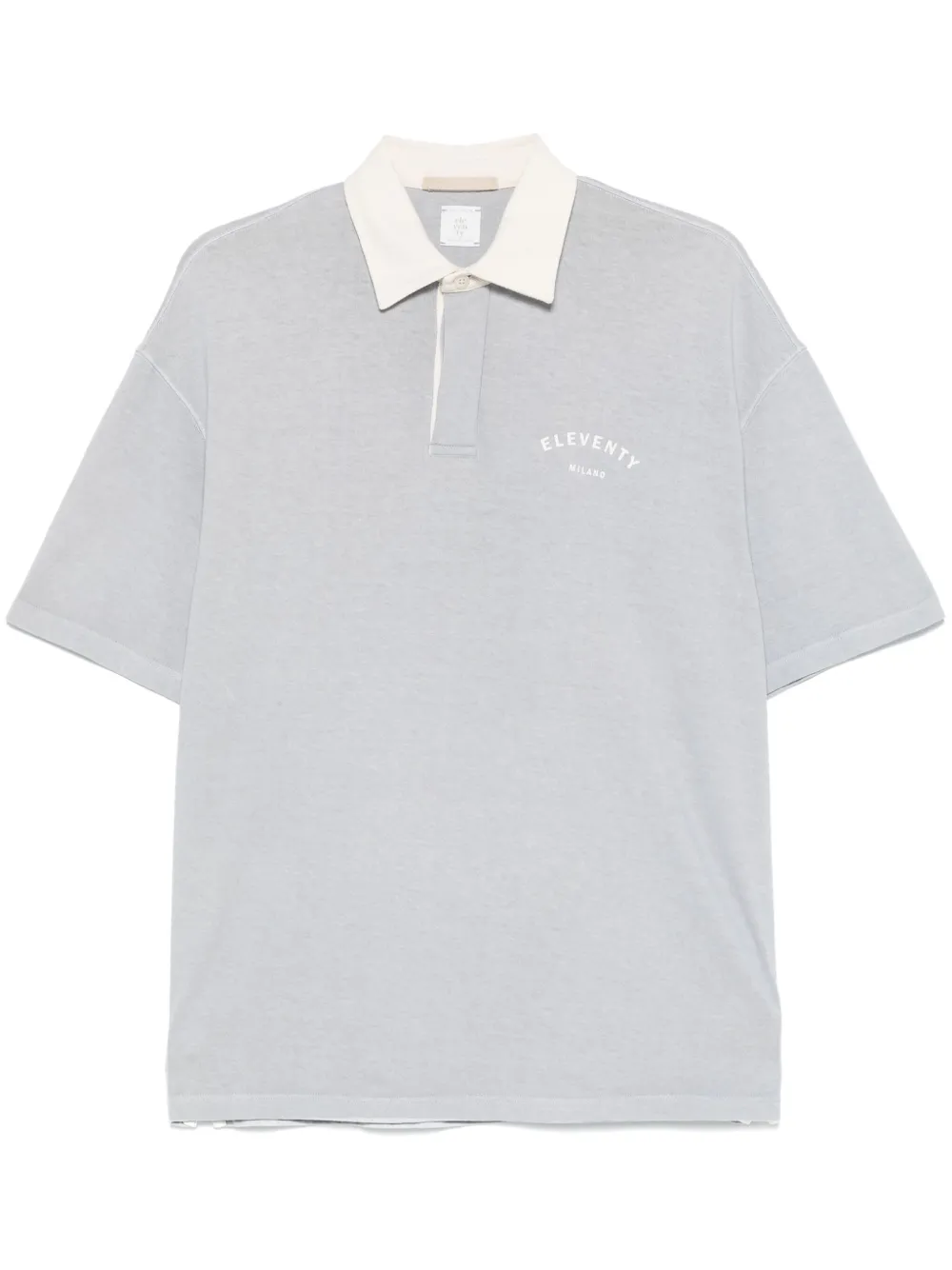 Eleventy Polo in cotone con ricamo logo - Blu