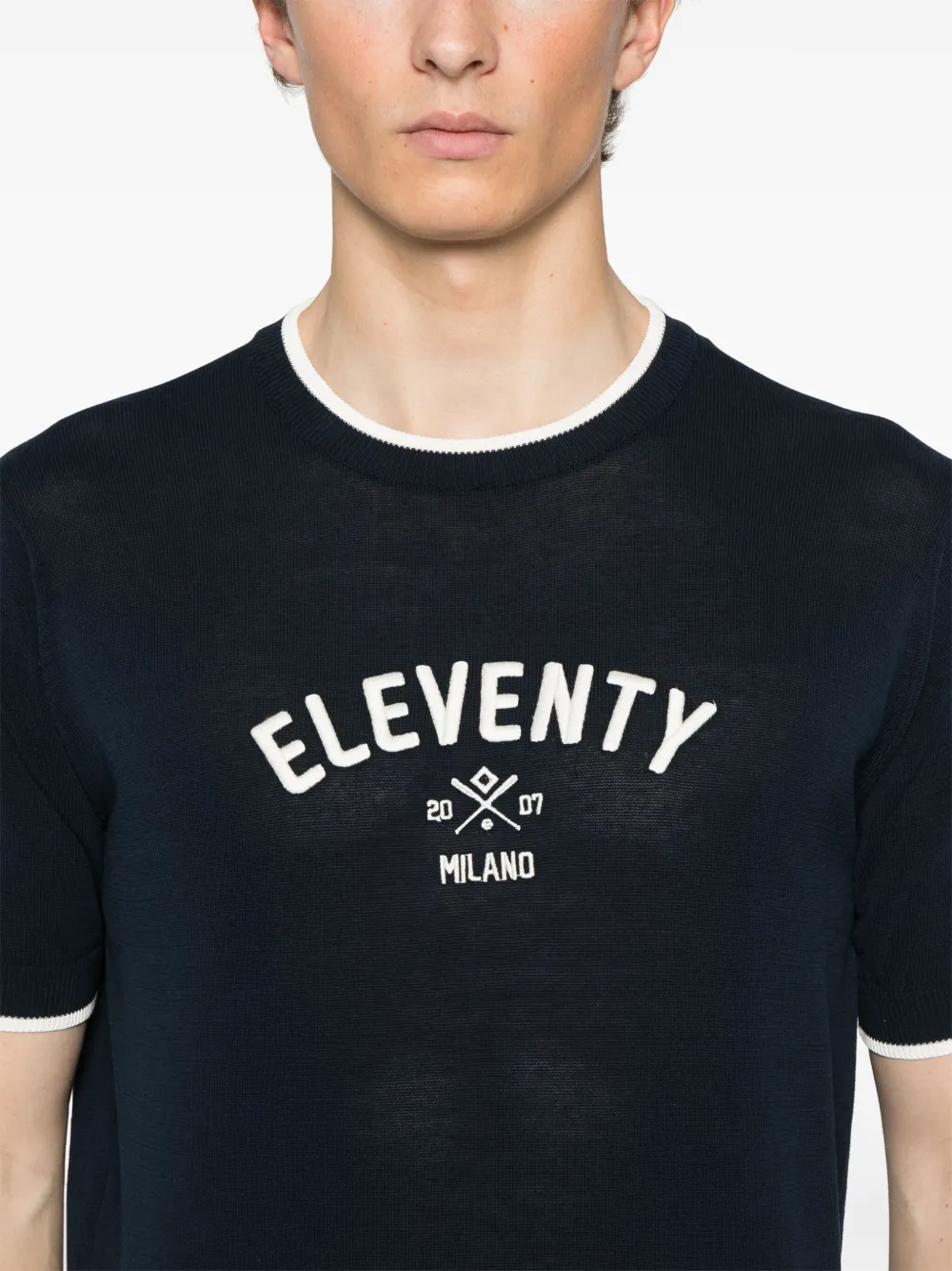 Eleventy Gebreid T-shirt Blauw