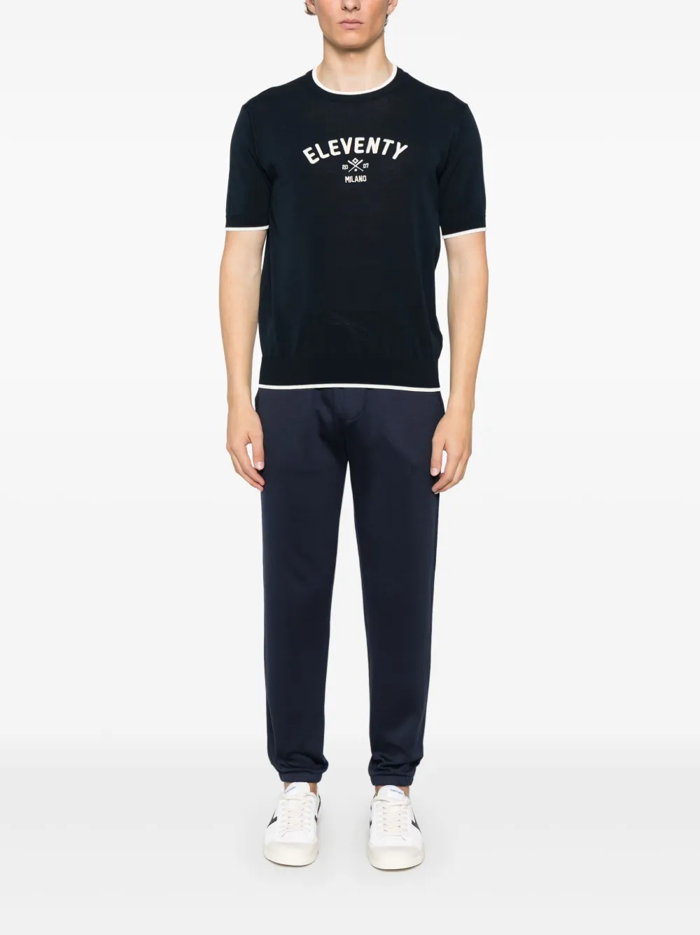 Eleventy Gebreid T-shirt - Blauw