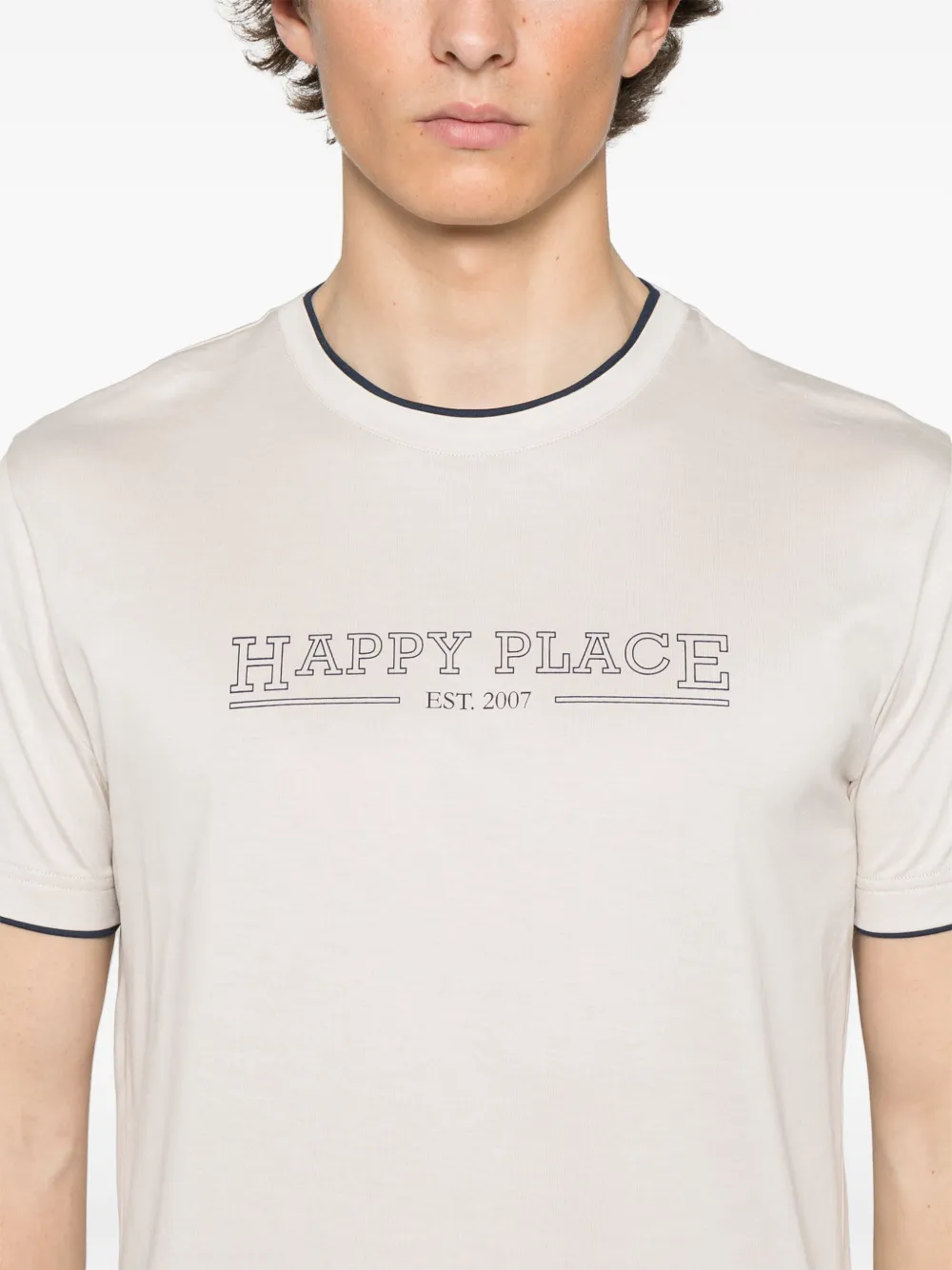 Shop Eleventy Text-print T-shirt In Neutrals