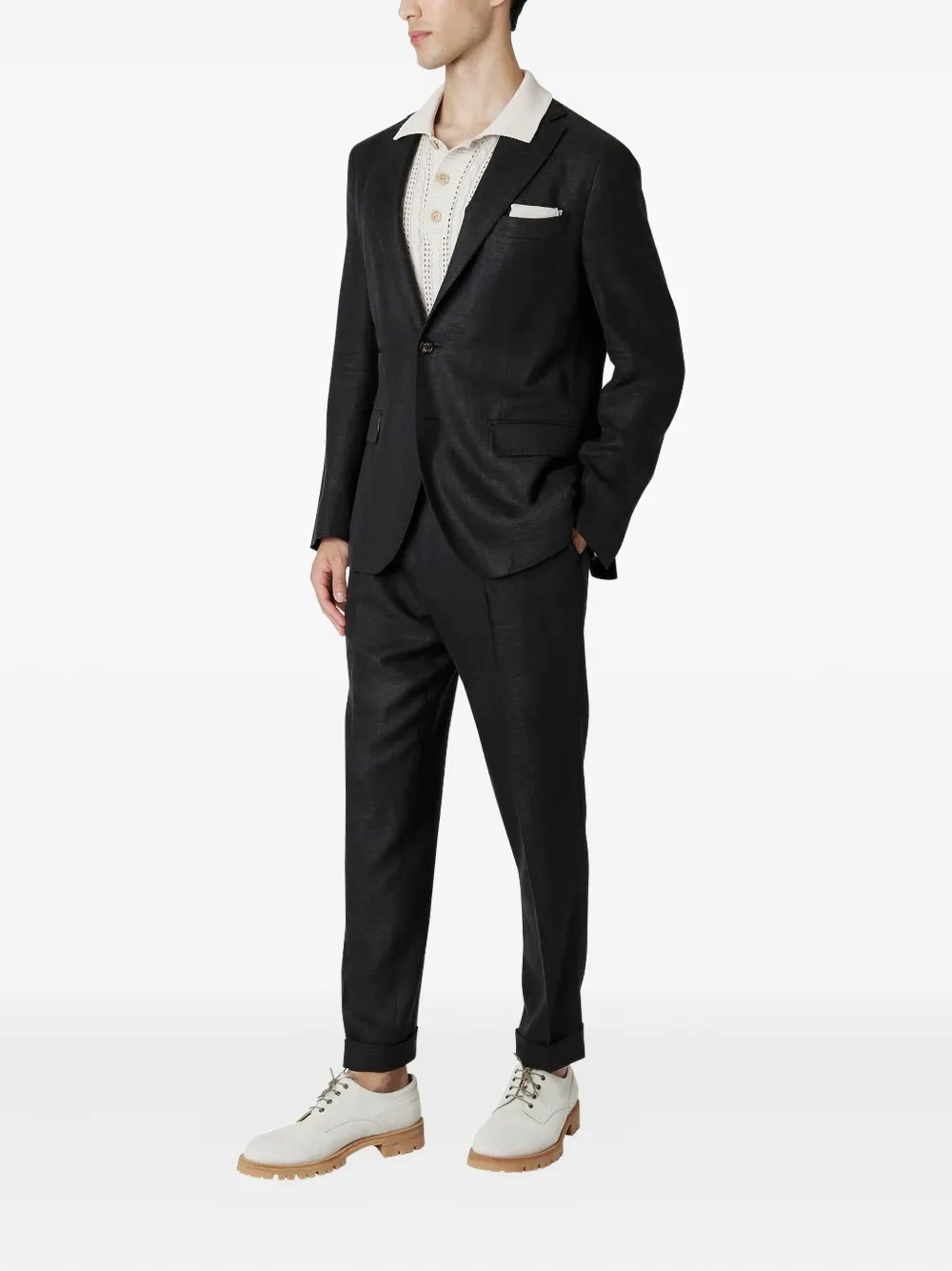 Eleventy Pak met enkele rij knopen Grijs