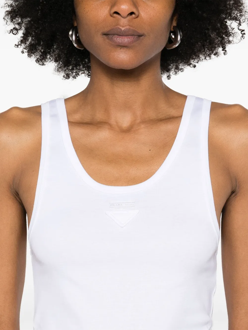 Prada Tanktop met driehoekige patch Wit