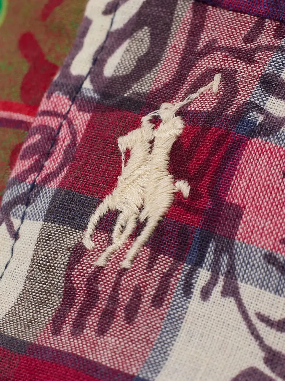 Polo Ralph Lauren Honkbalpet met geborduurd patchwork Rood