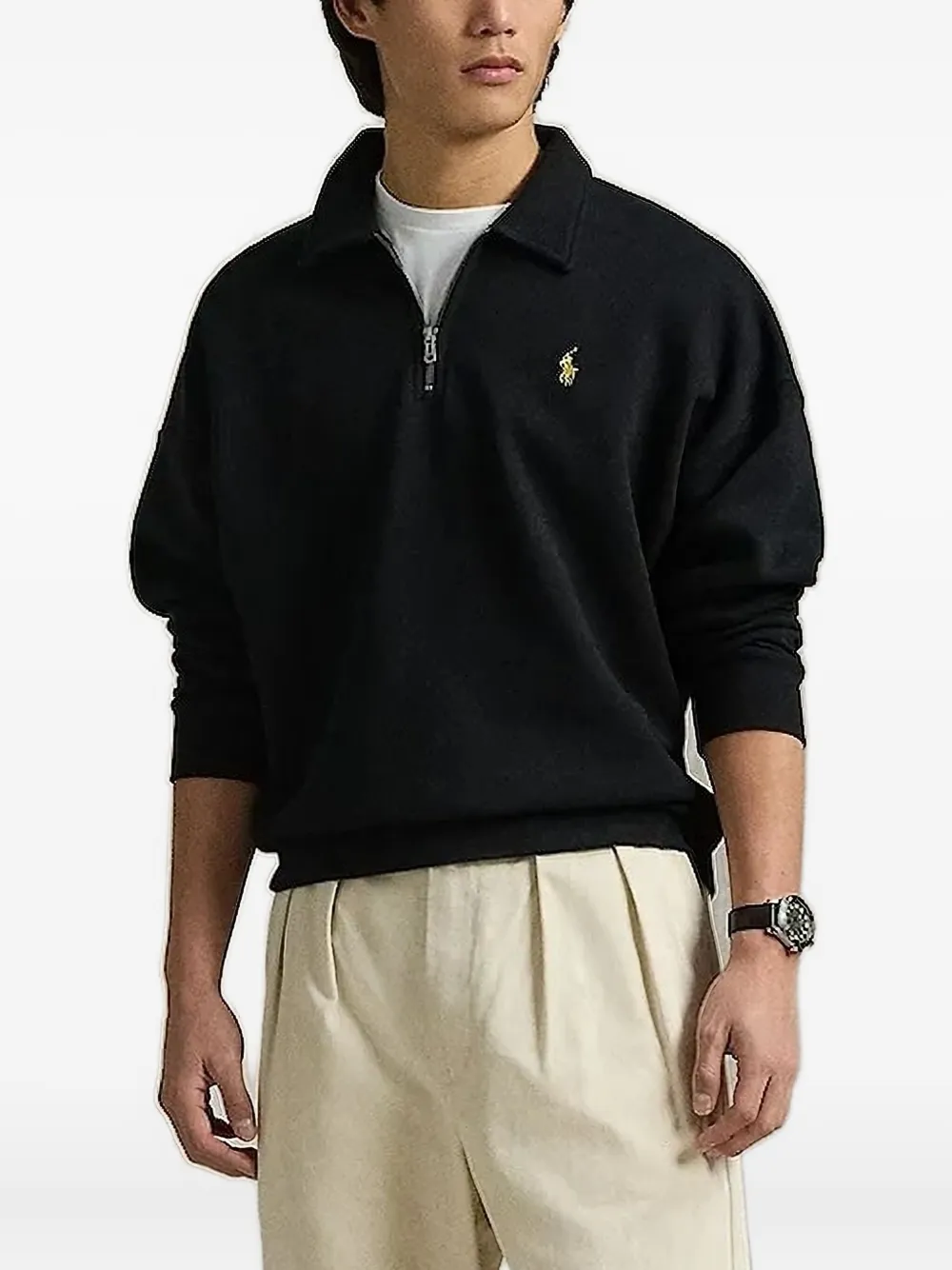Polo Ralph Lauren half-zip cotton sweatshirt Zwart