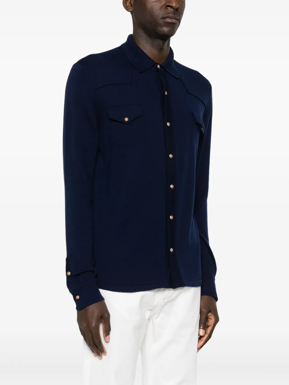 Eleventy Gebreid overhemd Blauw