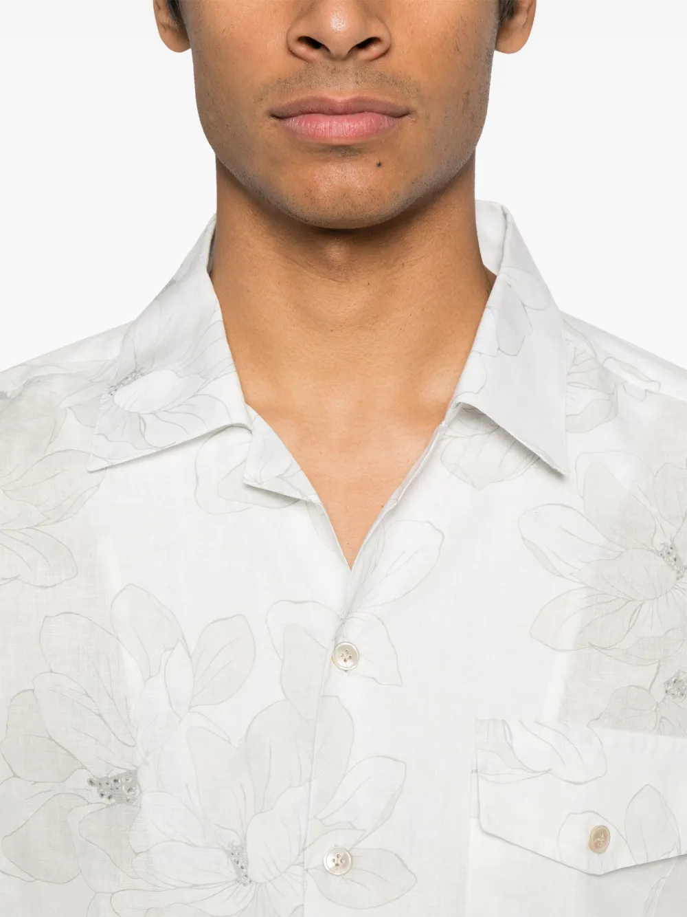 Shop Eleventy Floral Shirt In Neutrals