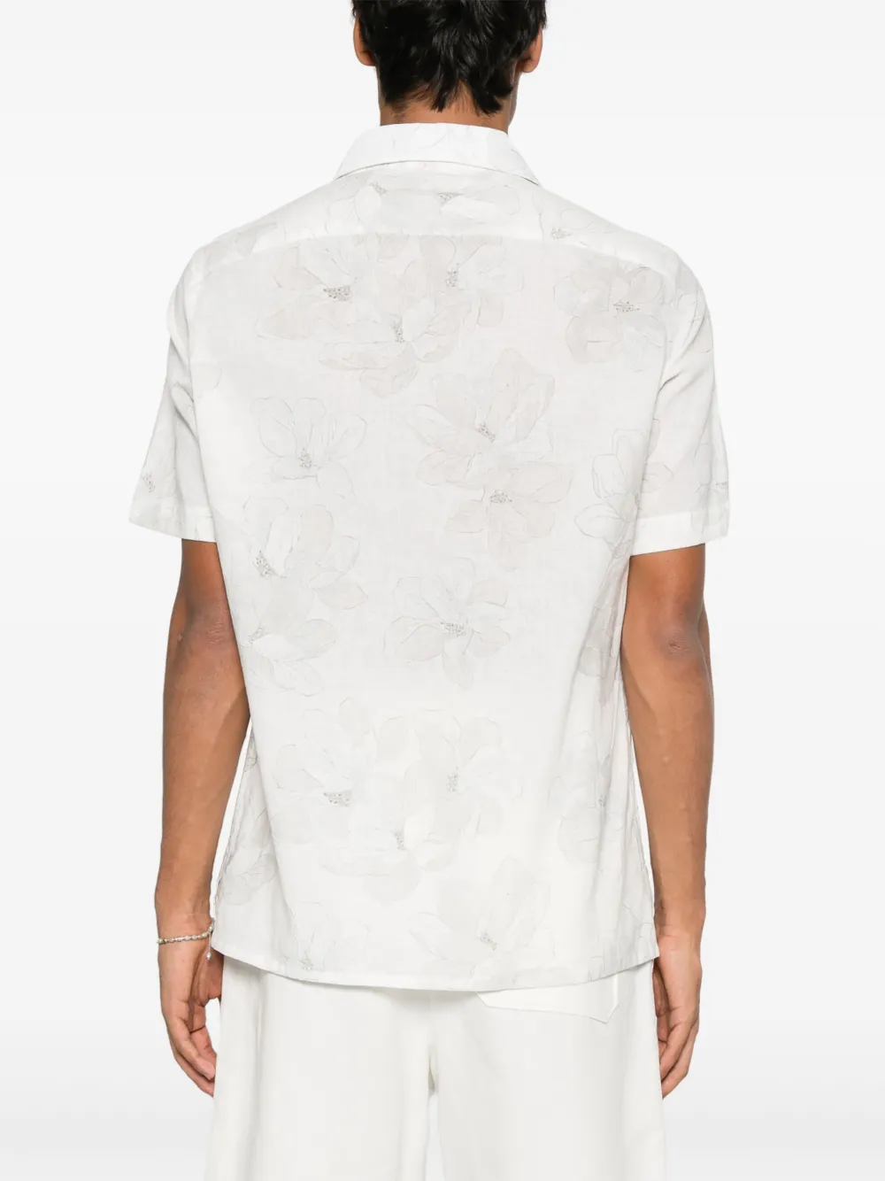 Shop Eleventy Floral Shirt In Neutrals