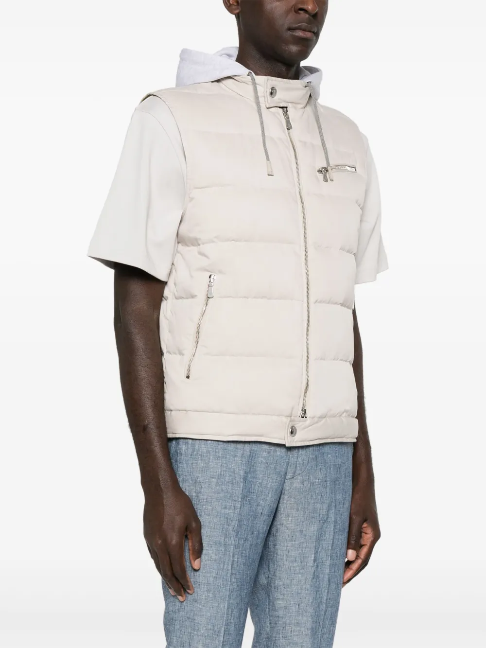 Eleventy Bodywarmer met capuchon Beige