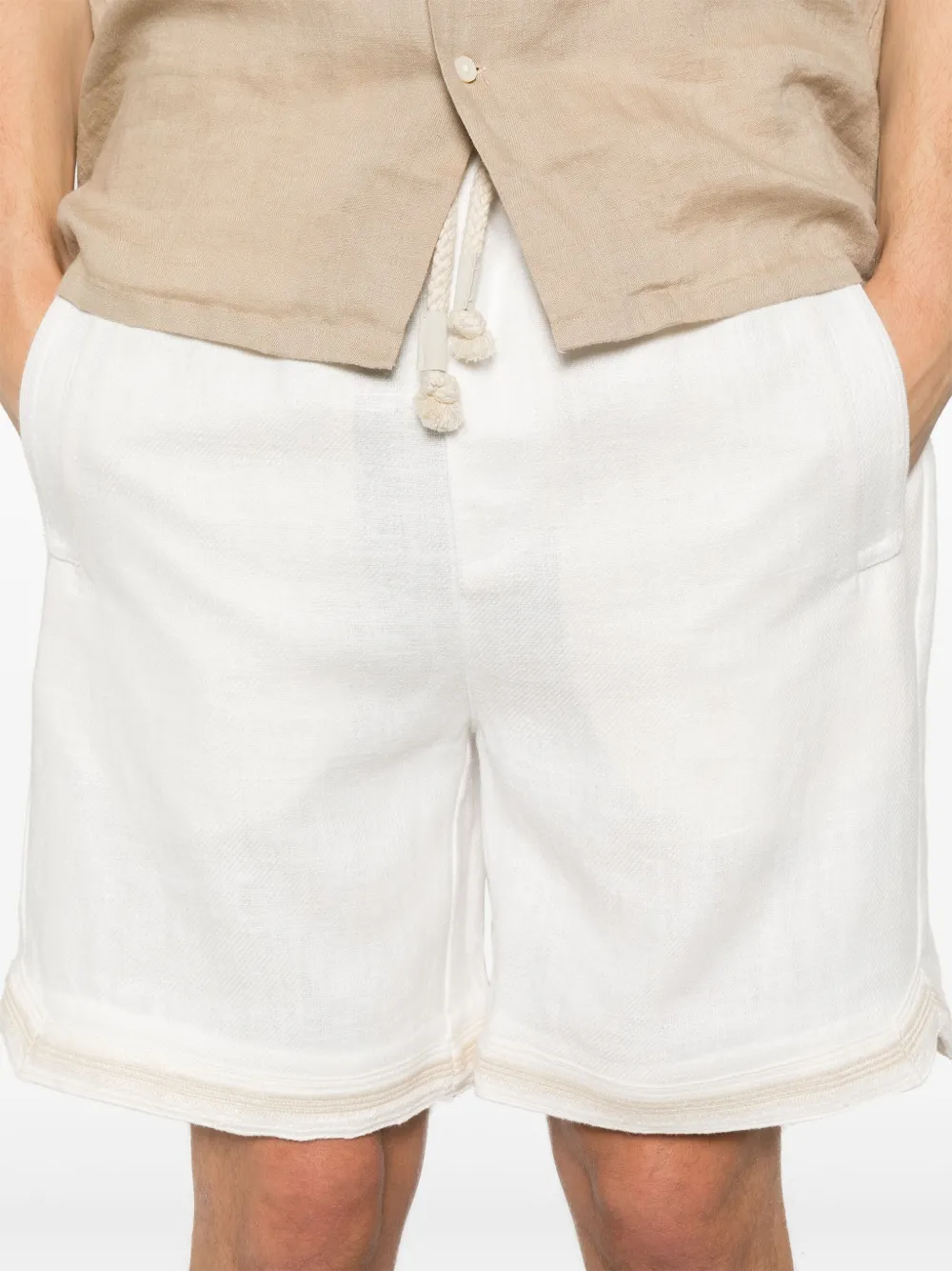 Eleventy Linnen shorts Wit