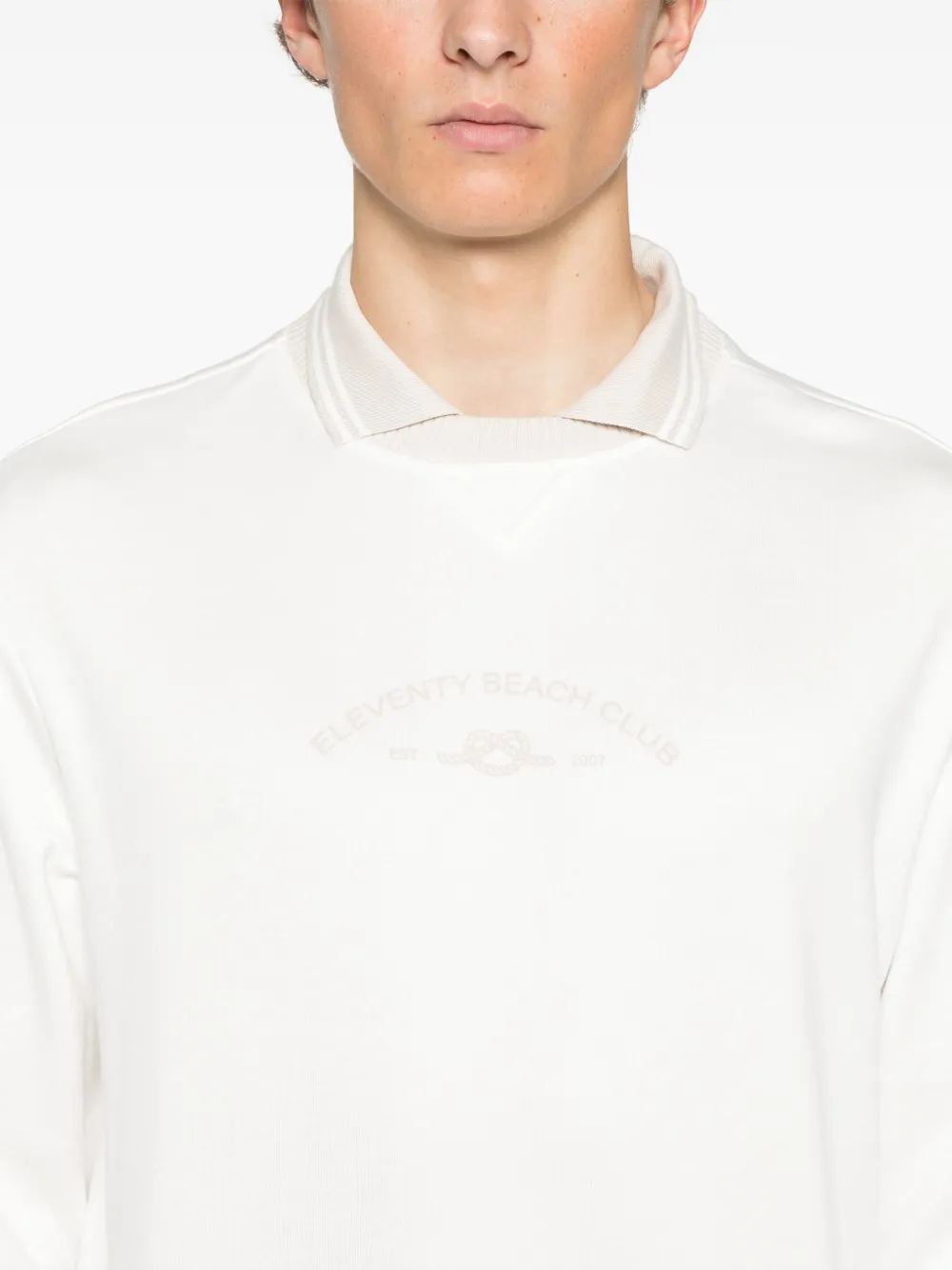 Eleventy Sweater met logoprint Wit