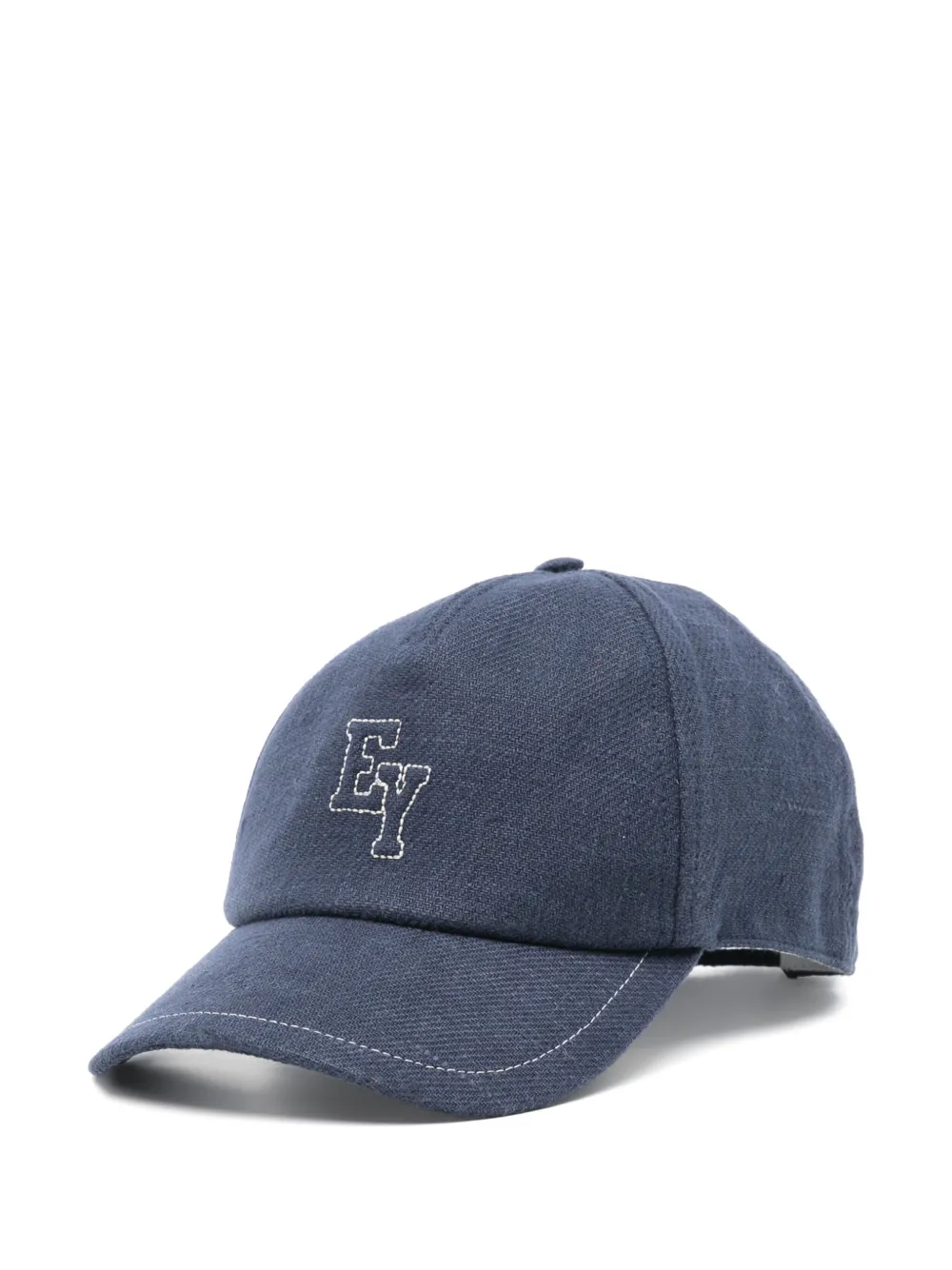 Eleventy logo-embroidered cap Blauw