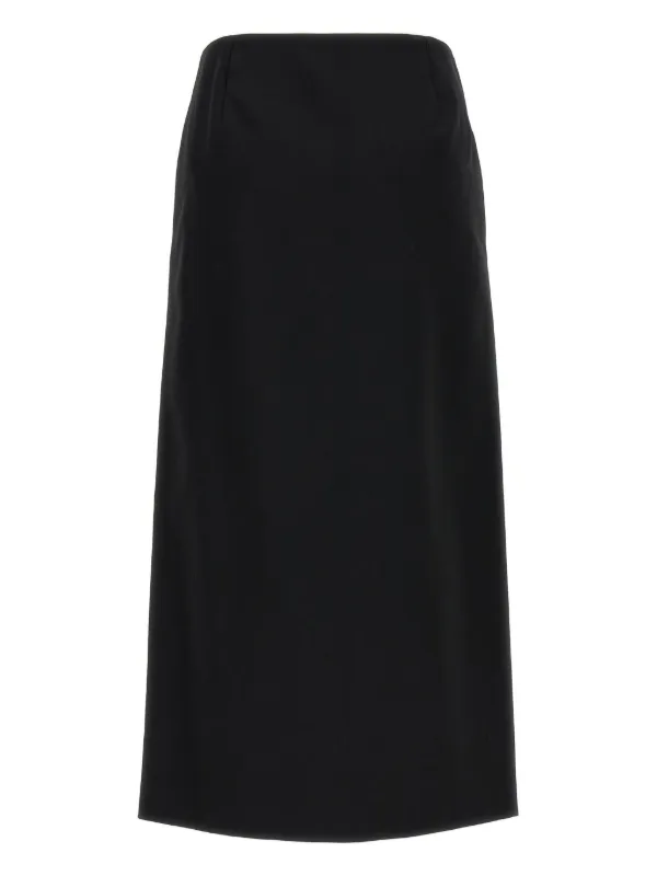 スカート The Row FW24 The Row Kavi Skirt (8106 W3032 NVY) THE ROW Kavi wool wrap midi skirt | NET-A-PORTER