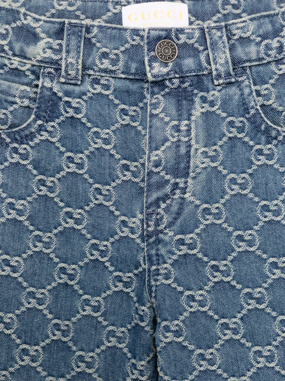 Gucci Kids Jeans met GG-jacquard Blauw