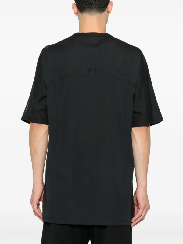 【関税込み】Y-3 ブラック メッシュ ストライプ 半袖Tシャツ Y-3 Mesh 3-Stripes T-shirt | Black | FARFETCH