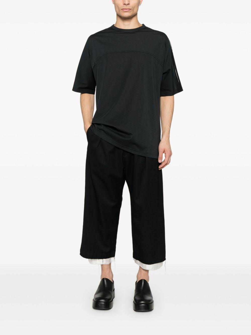 Y-3 mesh 3-Stripes T-shirt - Zwart