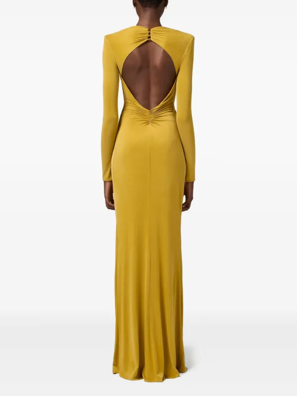 ☆ELISABETTA FRANCHI イエロー ドレス Elisabetta Franchi piercing-detail Jersey Gown | Yellow