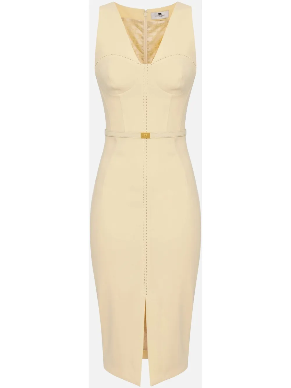 Elisabetta Franchi Crepe Midi Dress In Neutrals