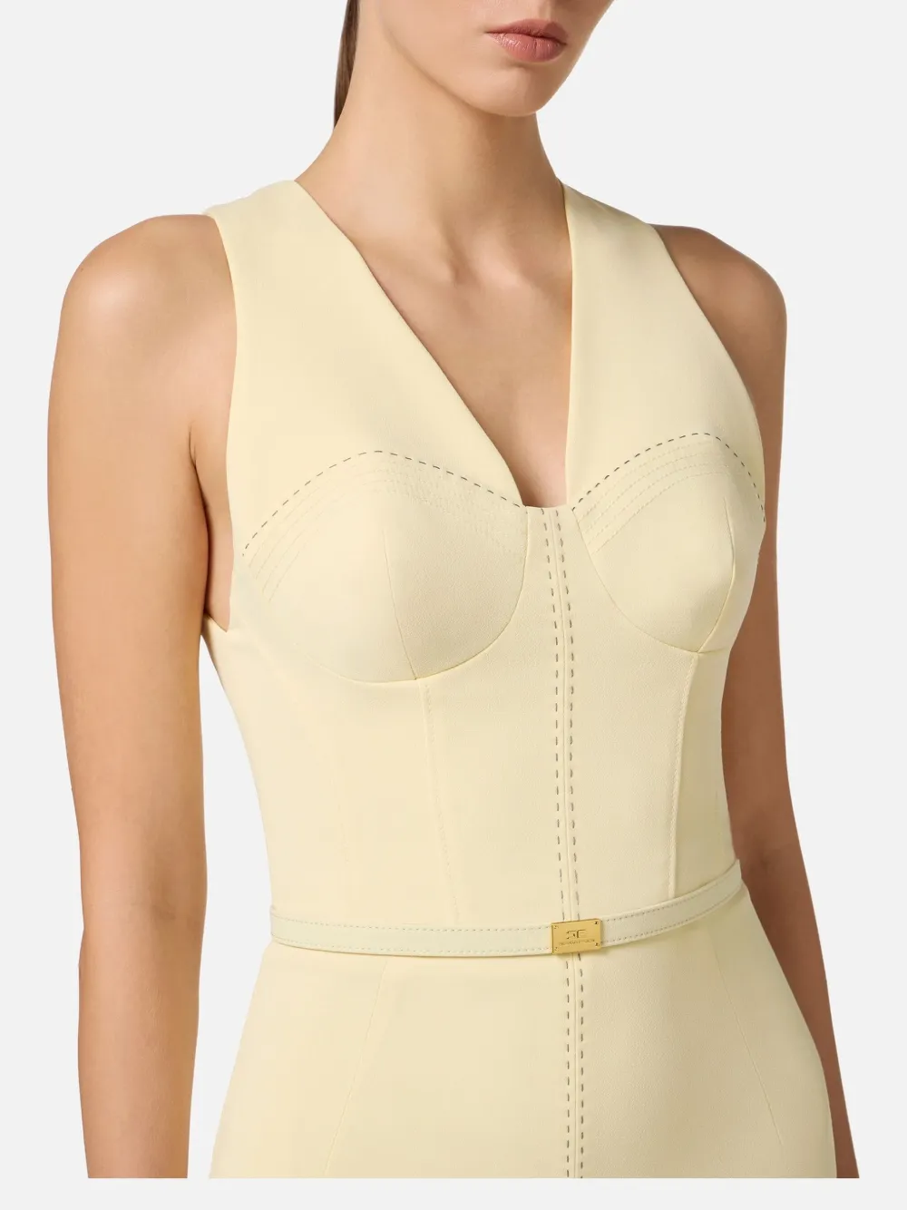 Elisabetta Franchi Midi-jurk van crêpe Beige