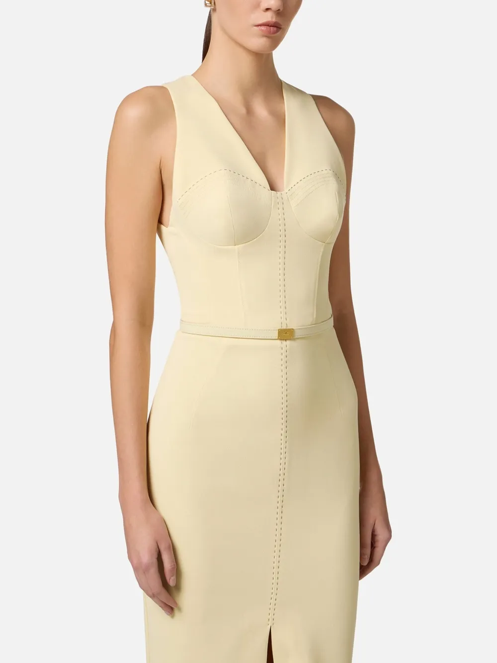 Elisabetta Franchi Midi-jurk van crêpe Beige