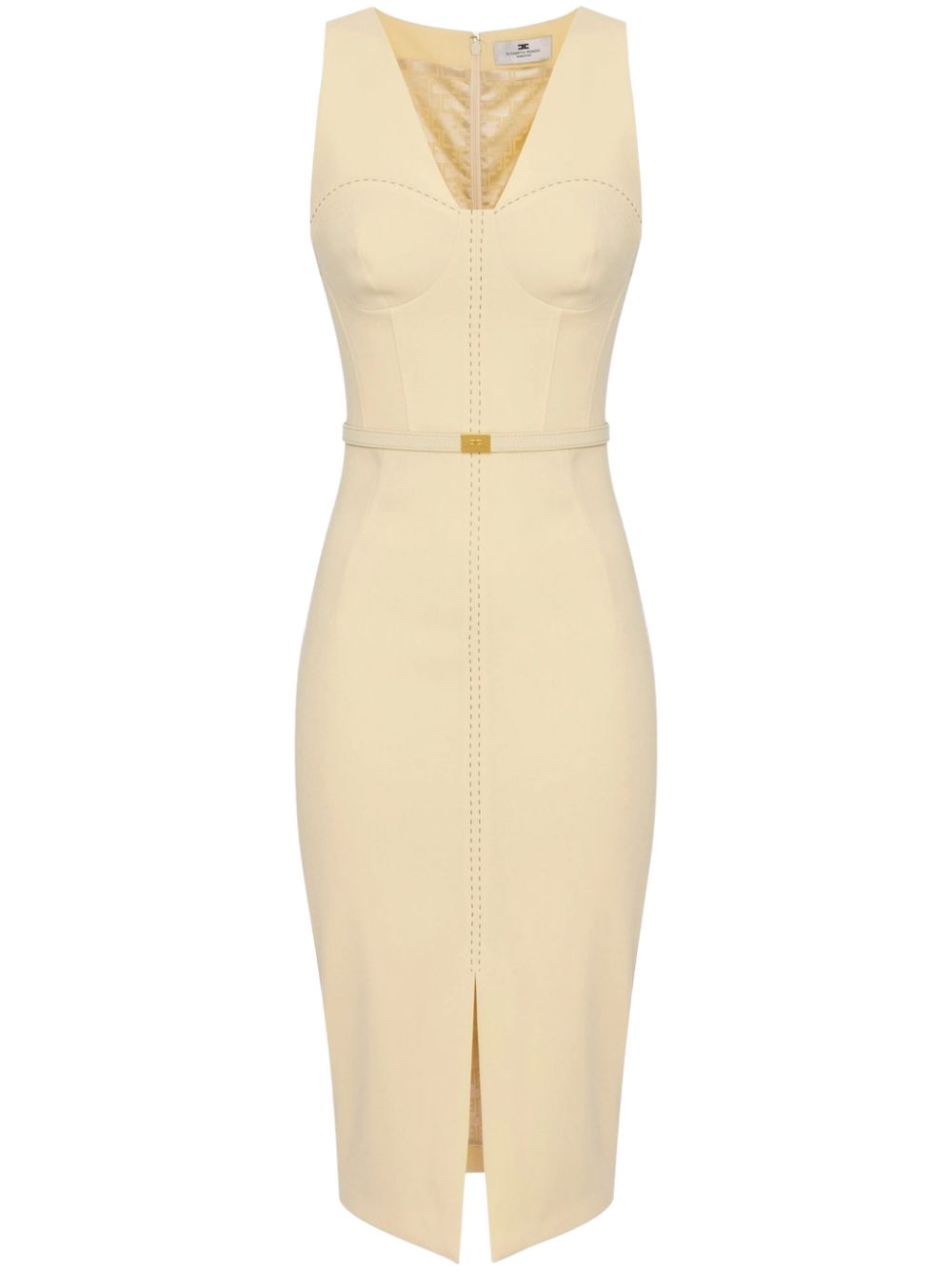 Elisabetta Franchi crepe midi dress Beige