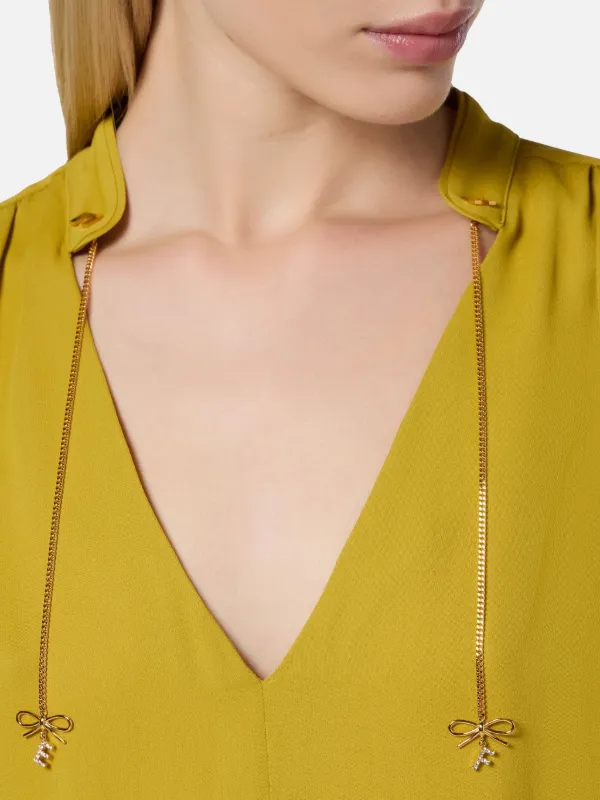 Elisabetta Franchi モノグラム ロングスリーブ ブラウス Elisabetta Franchi ロゴチャーム ブラウス | イエロー | FARFETCH JP