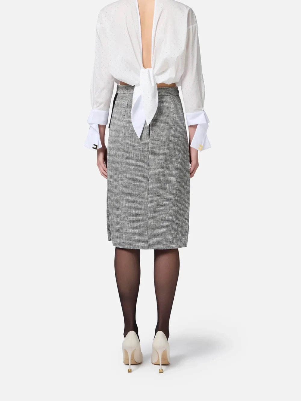 Elisabetta Franchi Popeline shirt verfraaid met stras Wit
