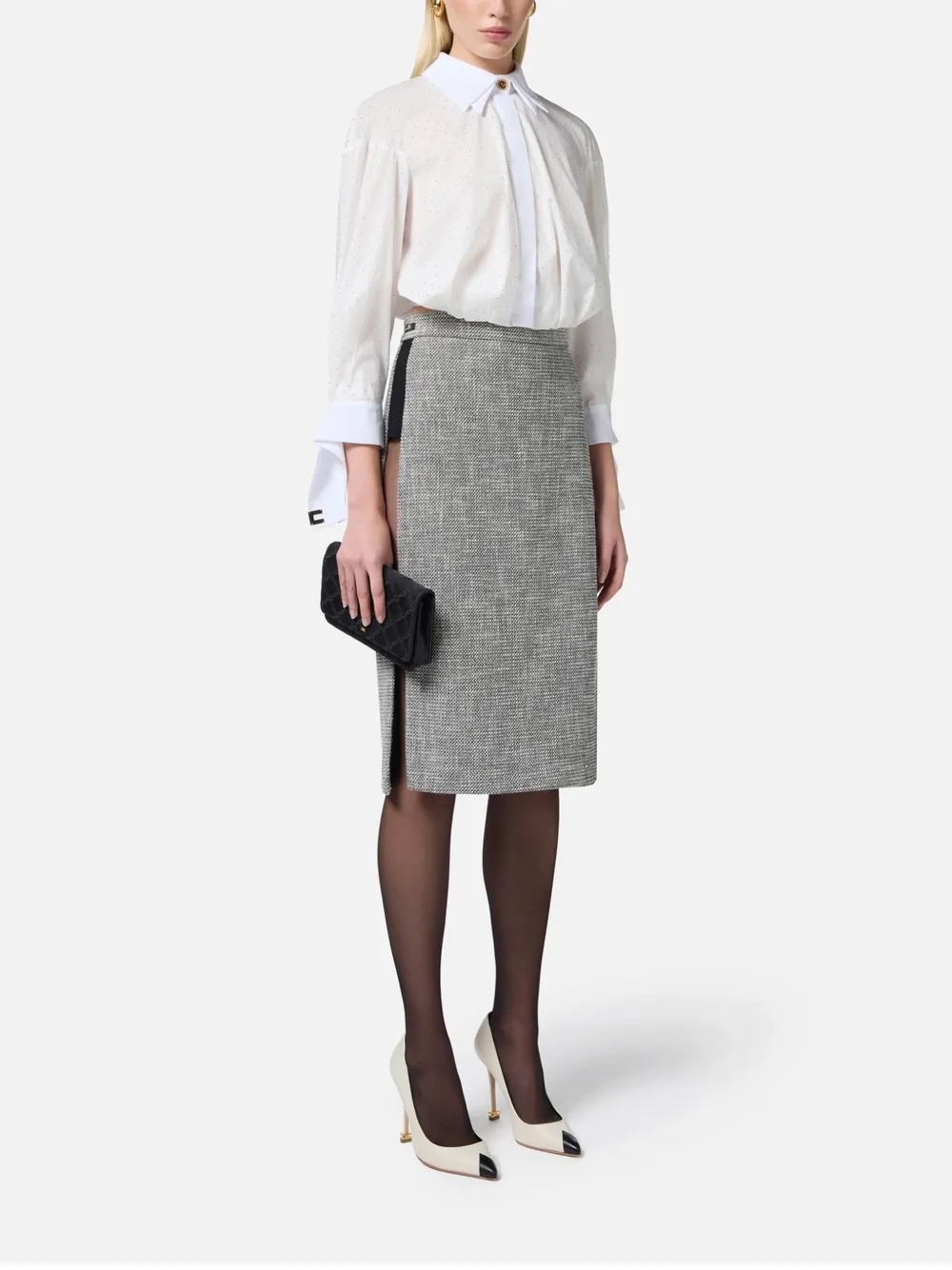 Elisabetta Franchi Popeline shirt verfraaid met stras Wit