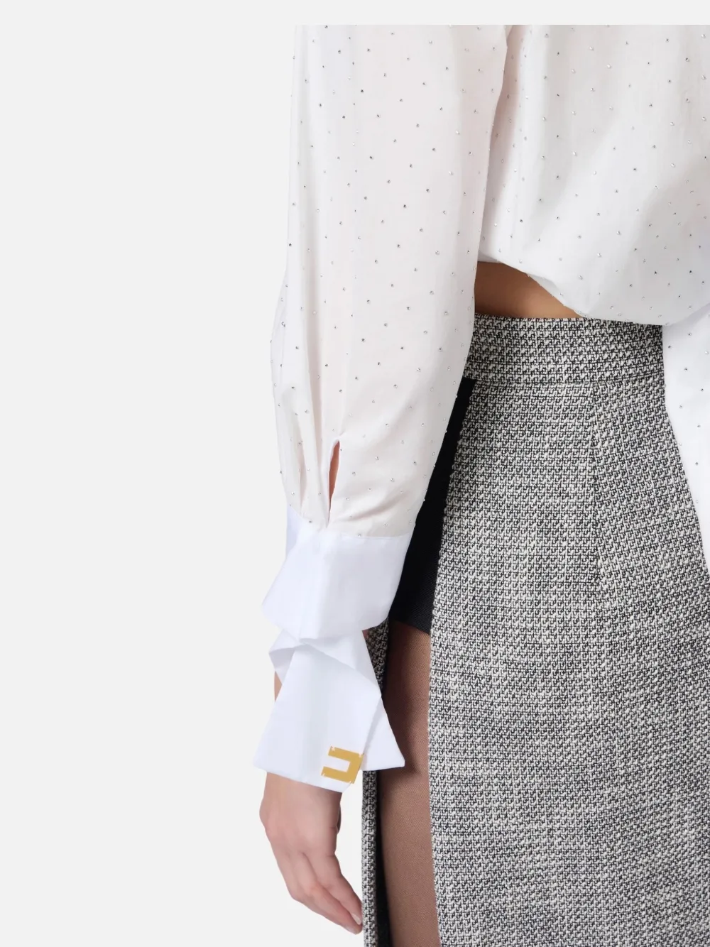 Elisabetta Franchi Popeline shirt verfraaid met stras Wit