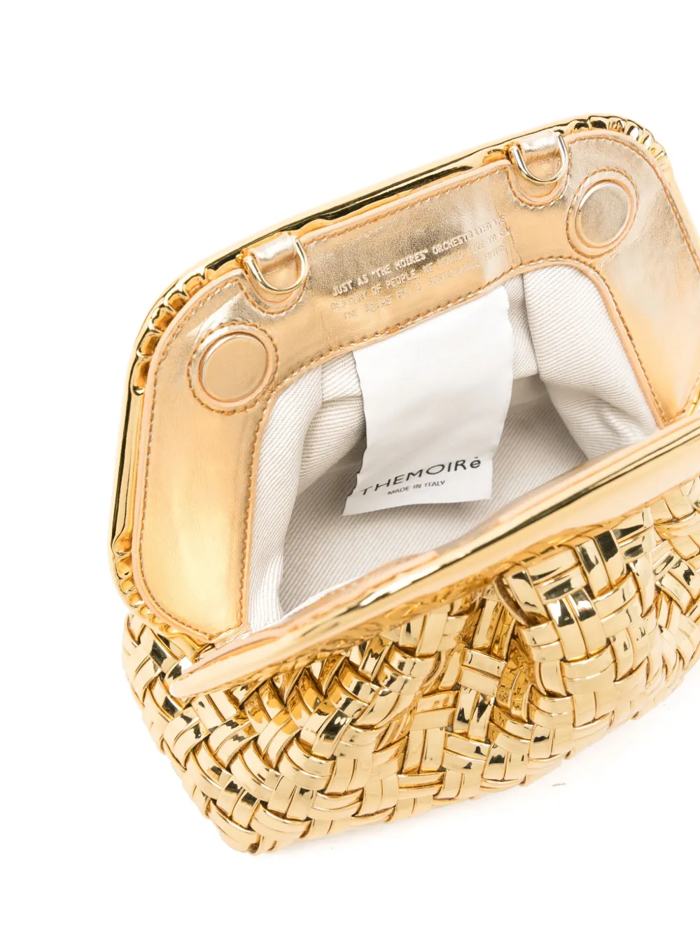 Themoirè Gea Micro Weaved Laminated Bag In Gold