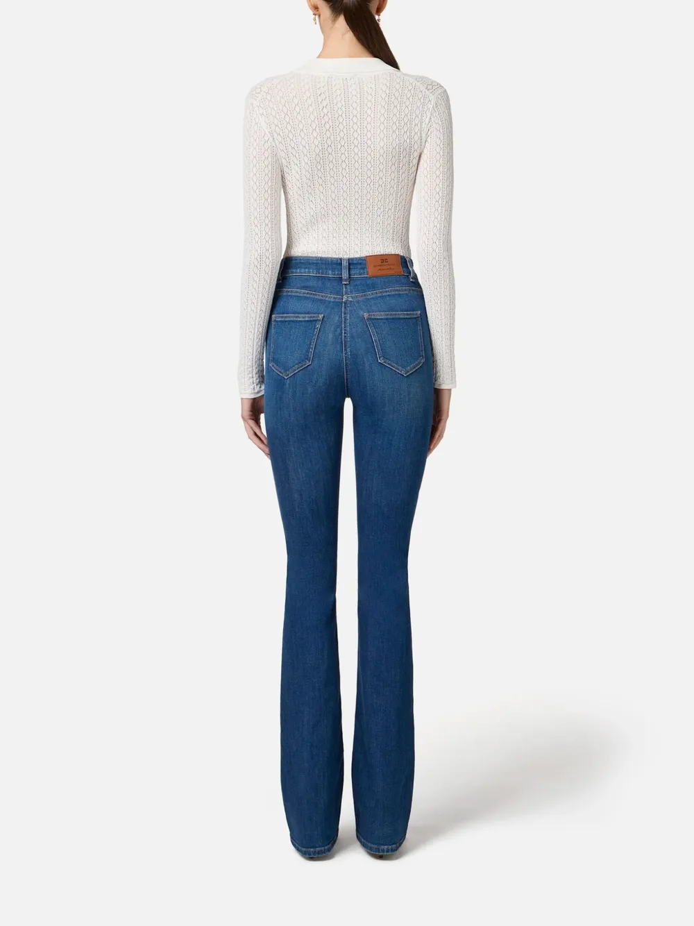 Elisabetta Franchi Flared jeans met strikdetail Blauw