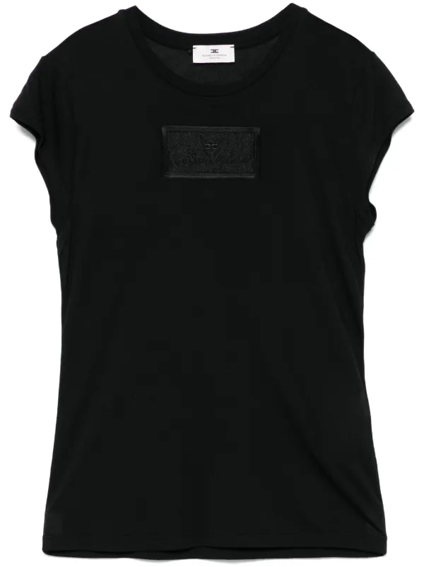 Tシャツ・カットソー ELISABETTA FRANCHI Elisabetta Franchi Top Black Elisabetta Franchi T-shirt Con Applicazione Logo | Nero