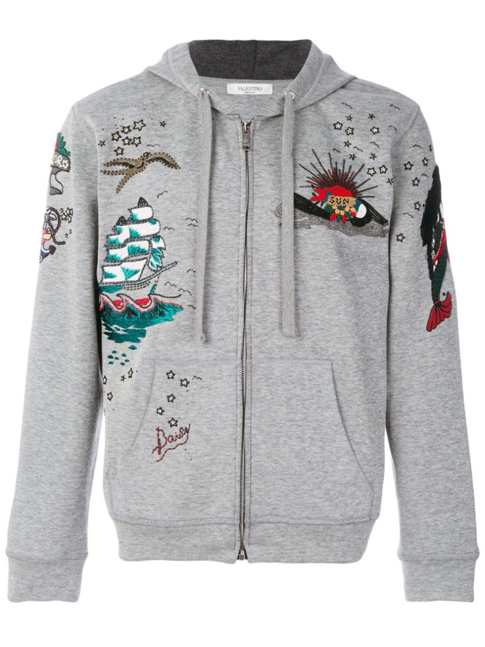 Valentino Garavani embroidered hoodie - Grey