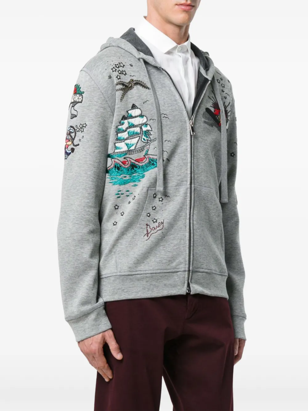 Valentino Garavani Hoodie met borduurwerk Grijs