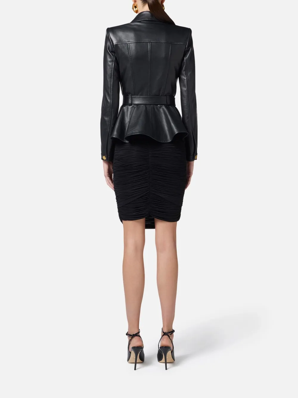 Elisabetta Franchi Leren jack Zwart