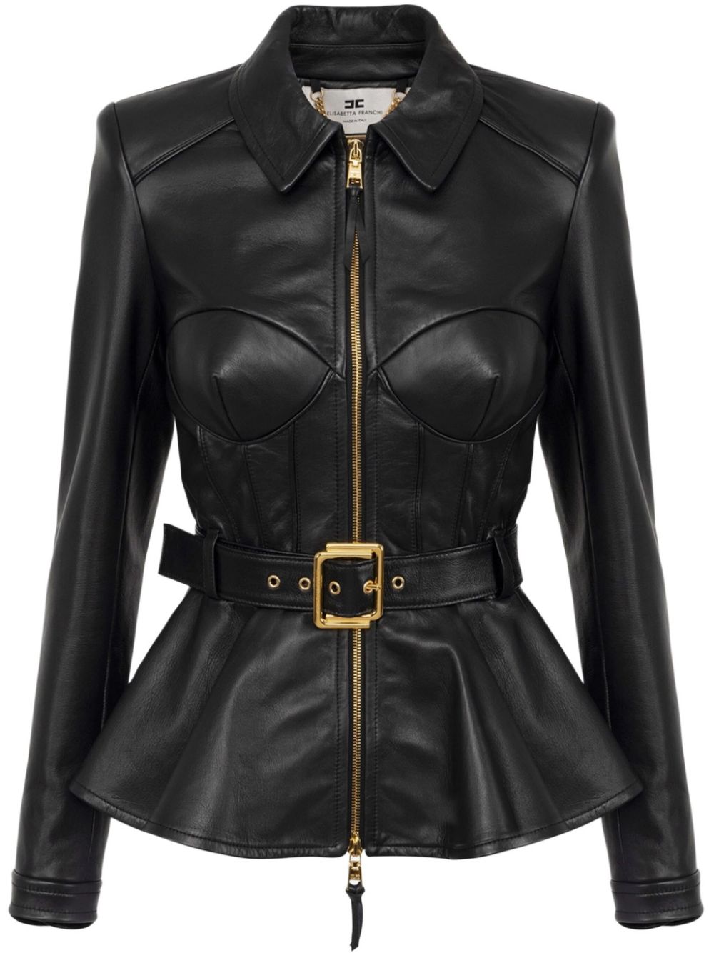 peplum leather jacket