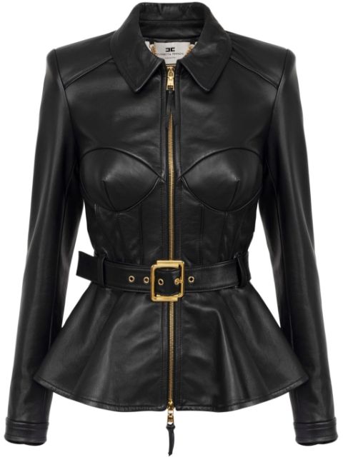 Elisabetta Franchi peplum leather jacket