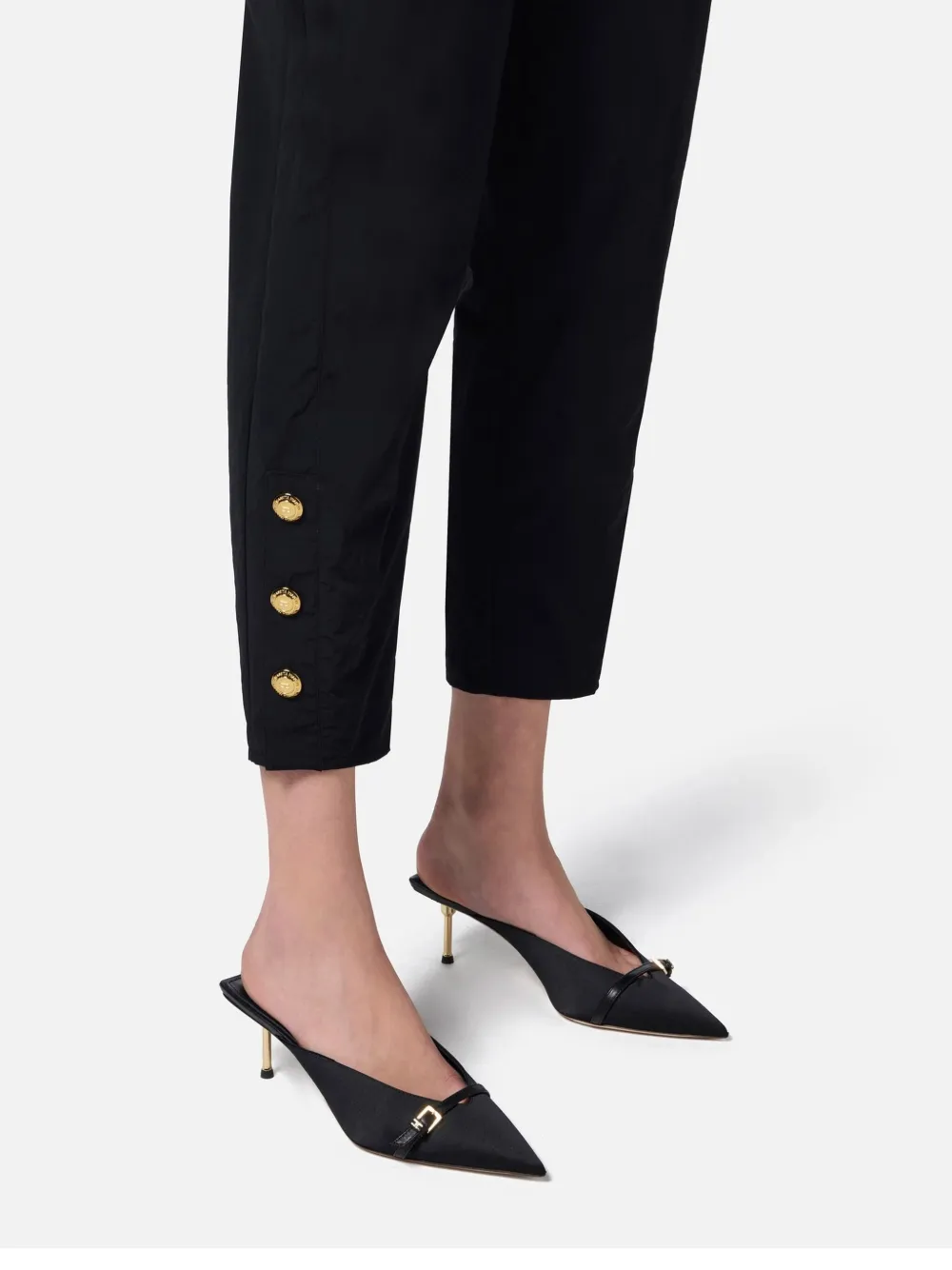 ELISABETTA FRANCHI BELTED VOILE STRAIGHT TROUSERS