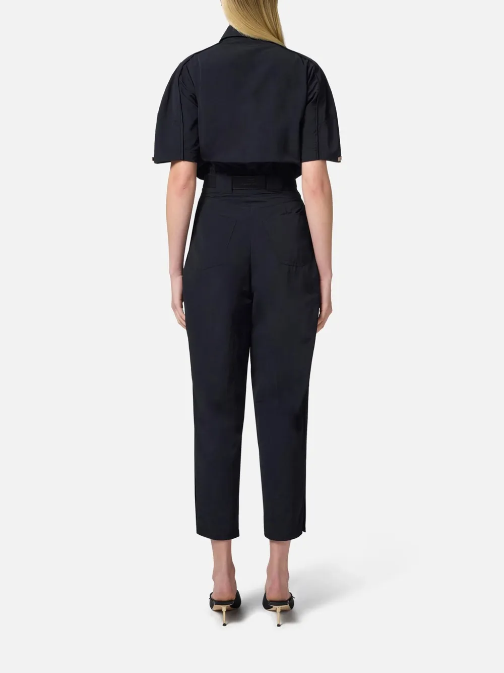 ELISABETTA FRANCHI BELTED VOILE STRAIGHT TROUSERS