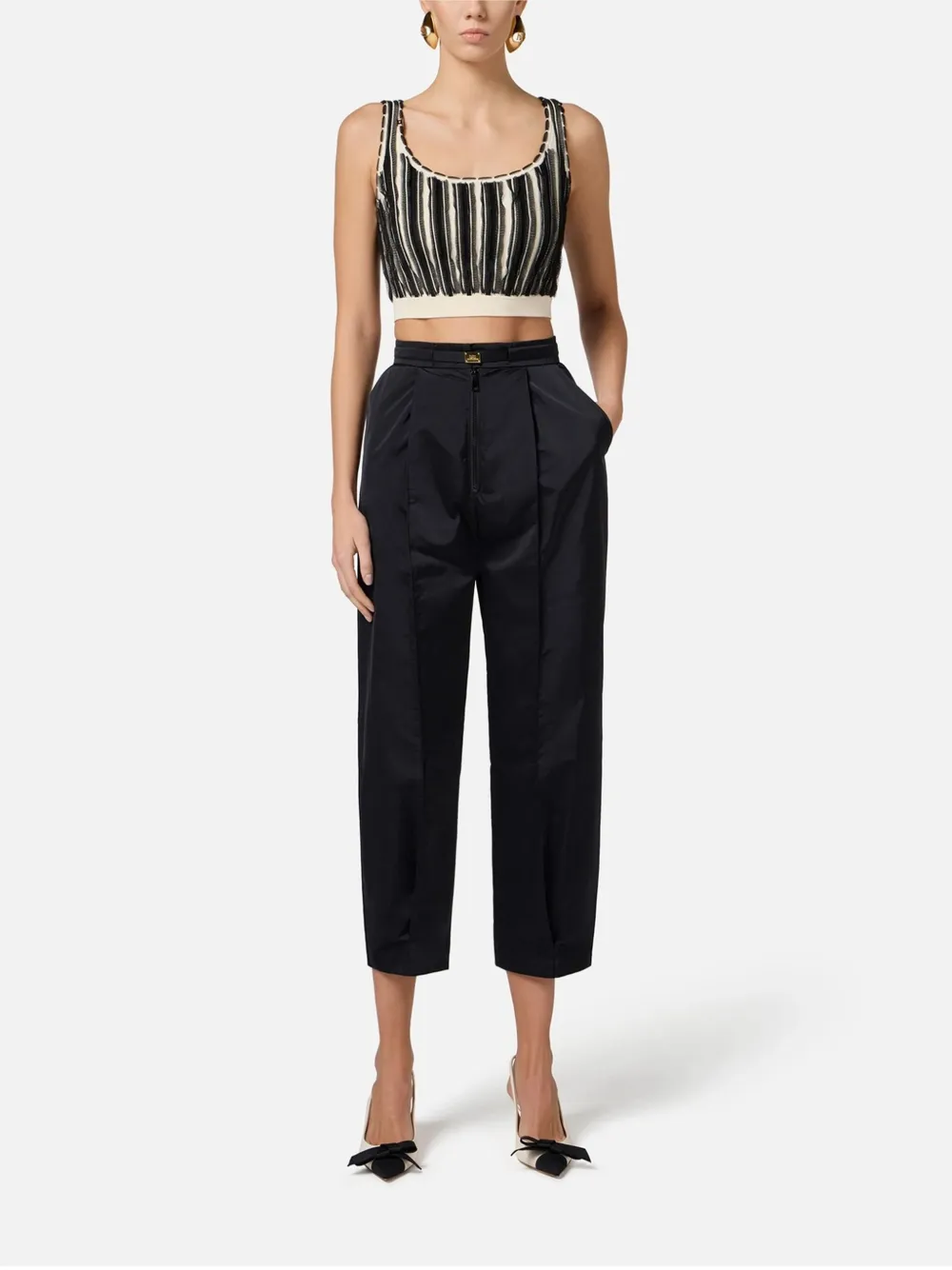 Elisabetta Franchi Boyfriend ceintuur broek Zwart