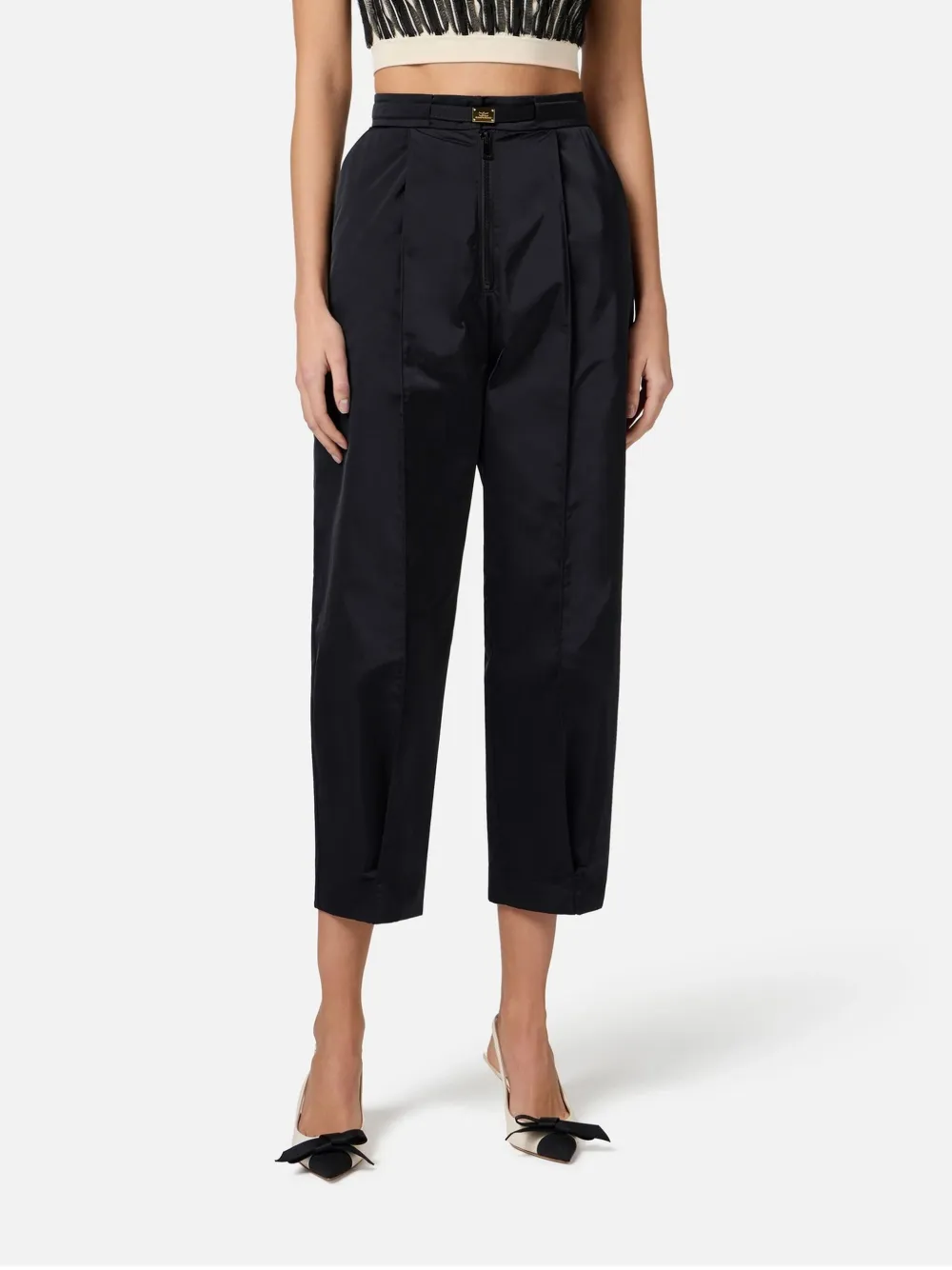 Elisabetta Franchi Boyfriend ceintuur broek Zwart