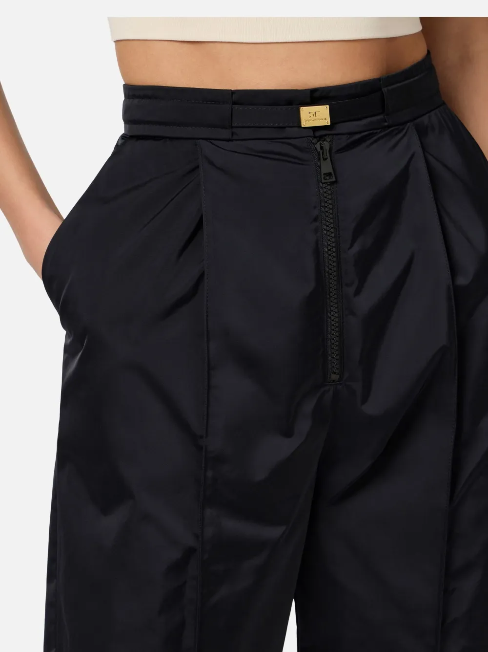Elisabetta Franchi Boyfriend ceintuur broek Zwart