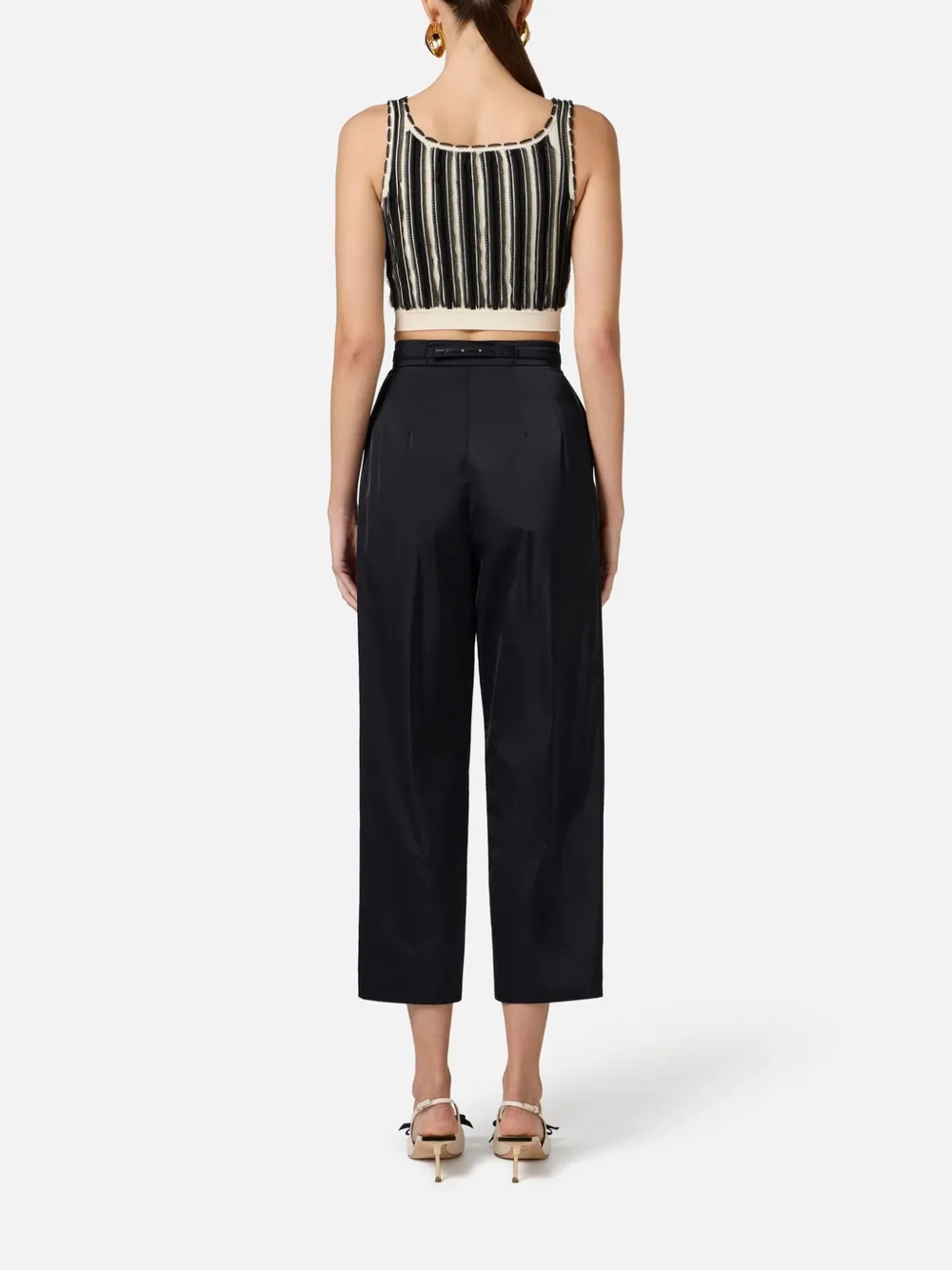 Elisabetta Franchi Boyfriend ceintuur broek Zwart