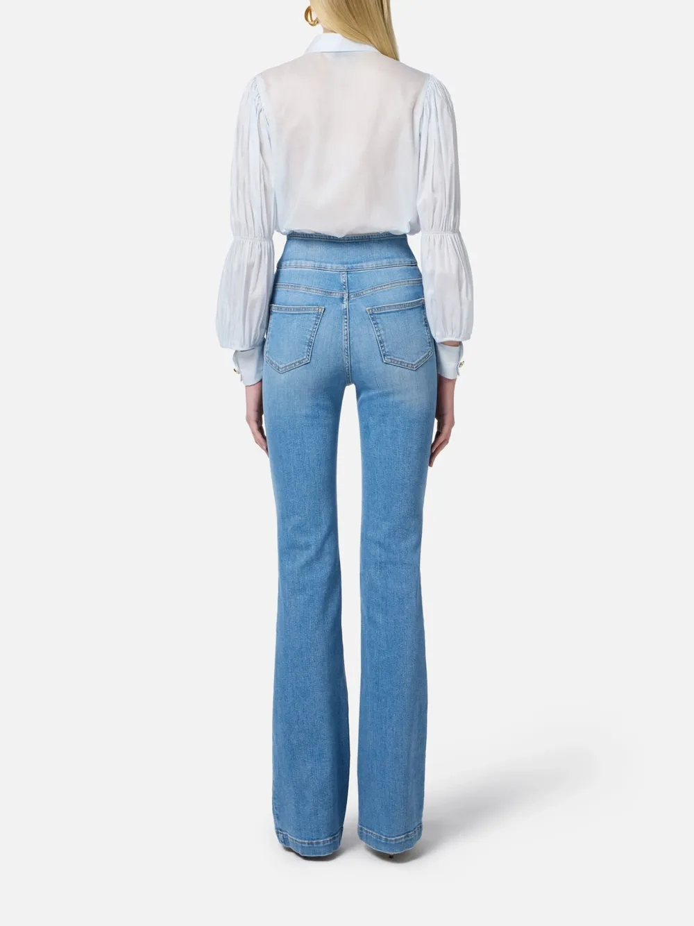 Elisabetta Franchi Flared jeans met logoknoop Blauw