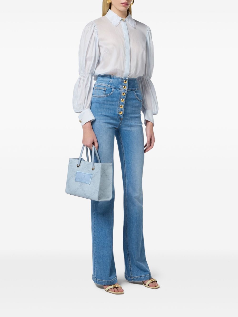 Elisabetta Franchi logo-button flared jeans - Blauw